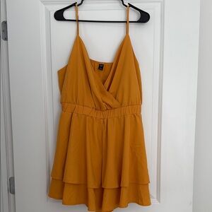 SHEIN Yellow Ruffled Wrap Jumpsuit Sleeveless